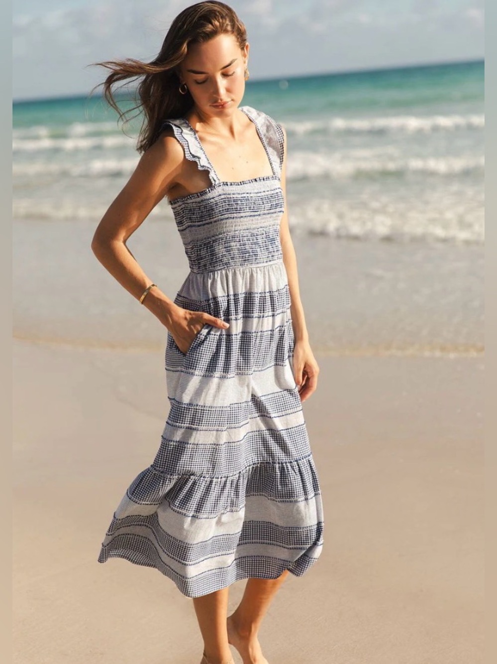 New Lovestitch Adele Midi Dress ~ Blue and White